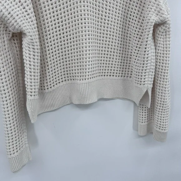 Abercrombie & Fitch Womens Open Knit V-‎ Neck Collared Sweater Size M Ivory - Picture 4 of 8